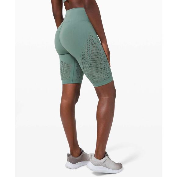 lululemon athletica Pants - Lululemon Bike Short Reveal Digital Rain Tidewater Teal 4 Athleisure Mesh Gym